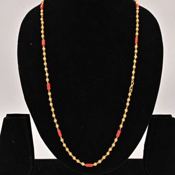 Coral Gold Bead Necklace
