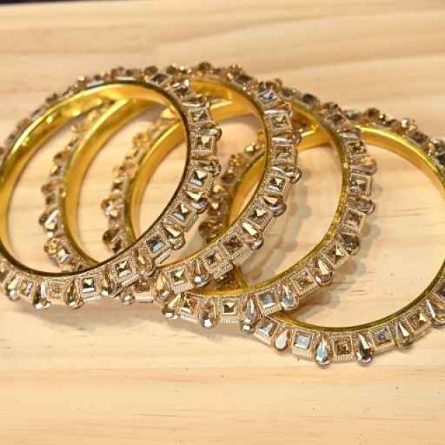 Crystal Gold Bangles Set