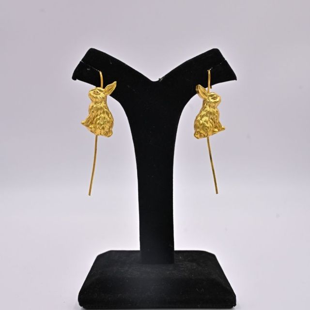Elvia gold bunny drop earrings