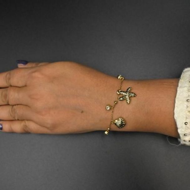 Gold Starfish and Shell Bracelet
