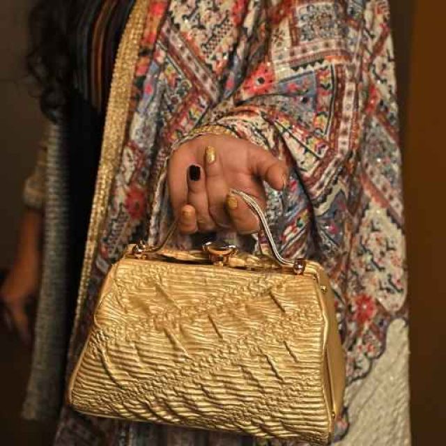 Gold Textured Rectangular Clutch