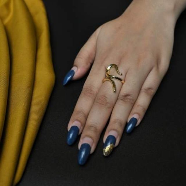 Modern Textured Gold Ring