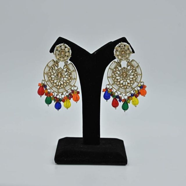 Elvia Multicolor Beaded Chandbali Drop