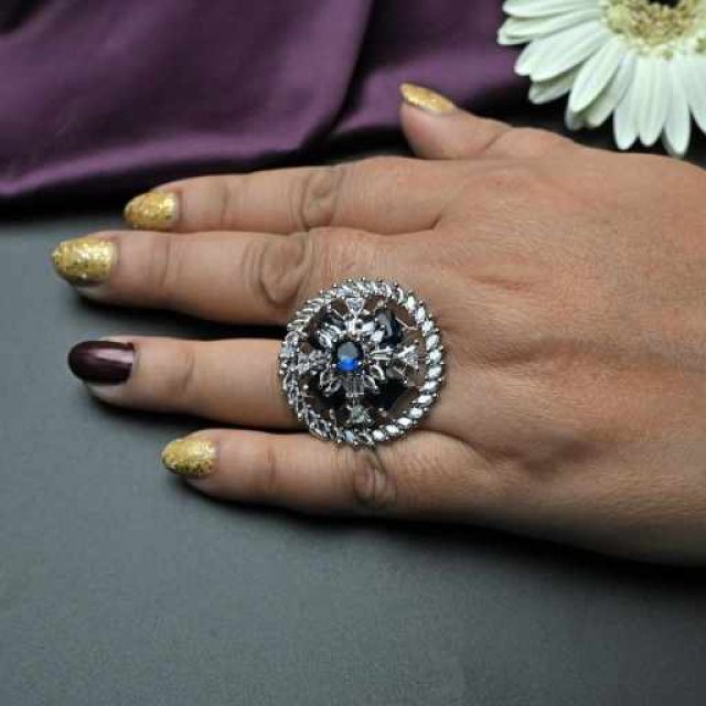 Silver Gemstone Statement Ring