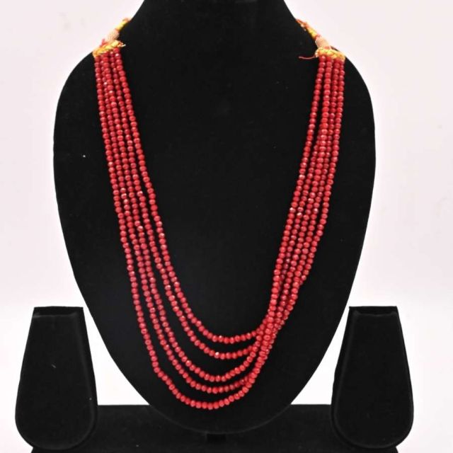 Elvia multi-strand red beaded necklaces