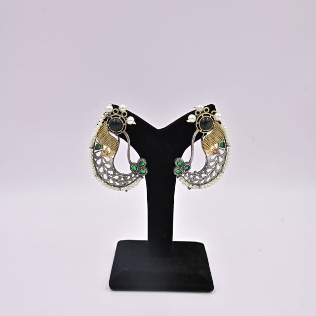 Elvia peacock-motif chandbali